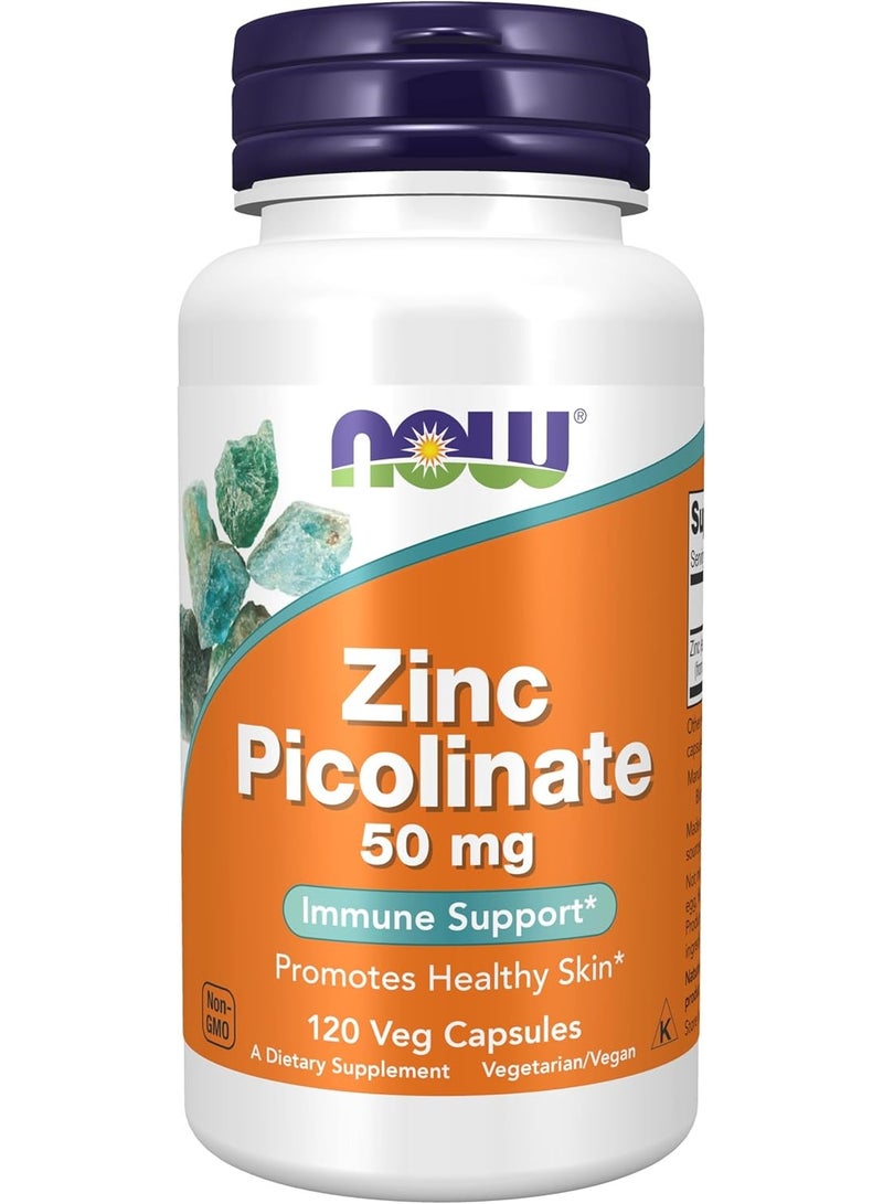 NOW  Zinc Picolinate 50 mg Dietary Supplement – 120 Veg Capsules - Image 1